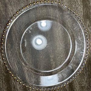 Clear Glass Gold Beaded Couture Charger, 58 plates
